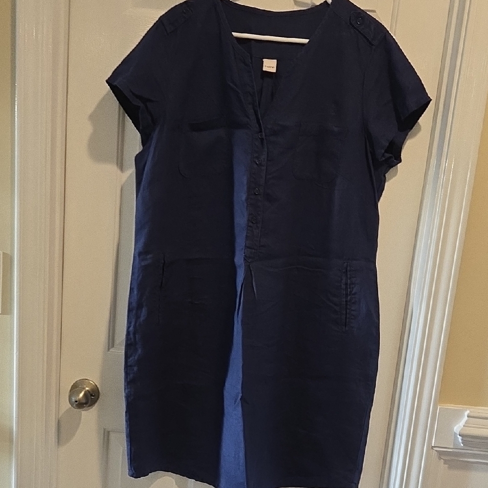 Navy Blue linen Women's Dress